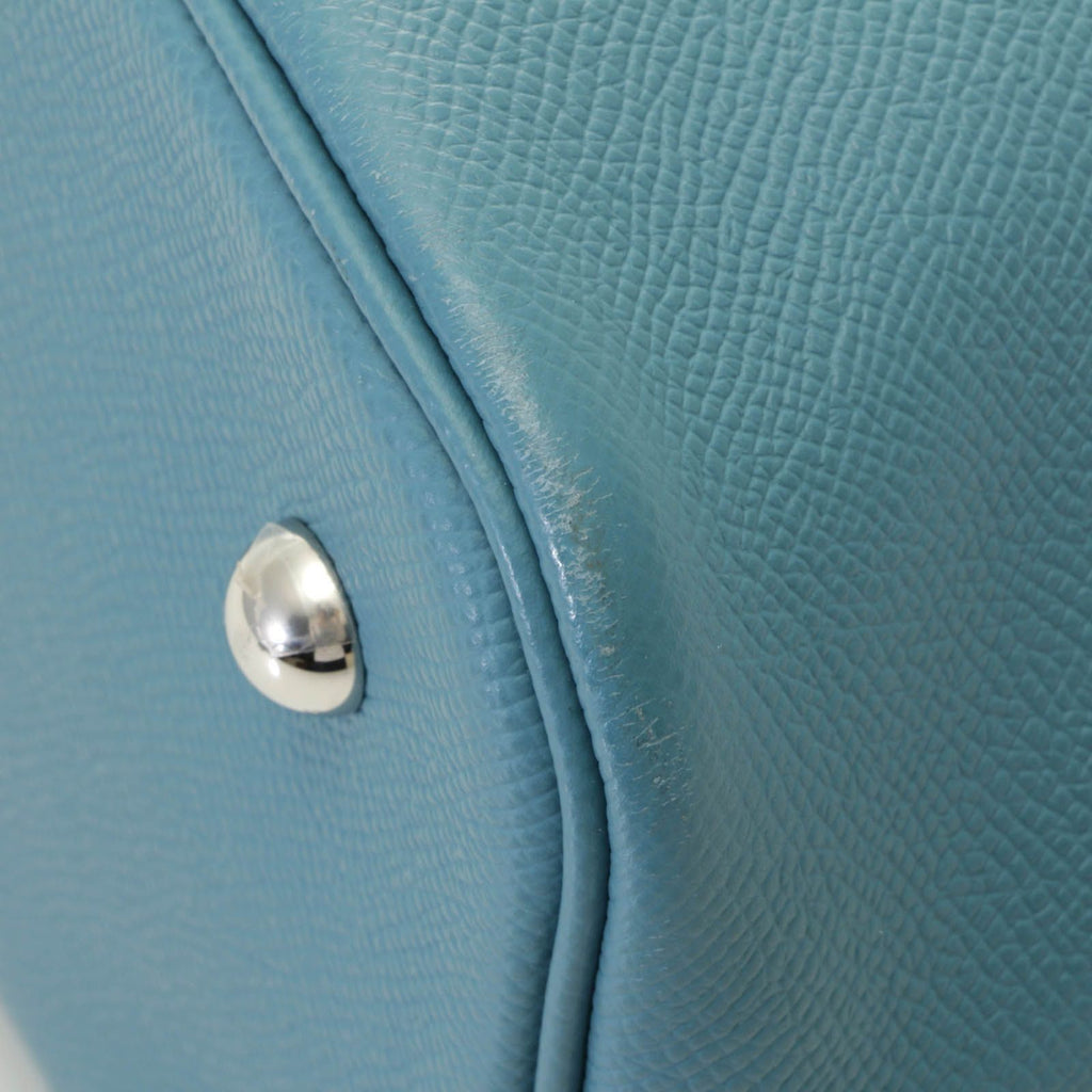 Hermes Bolide 1923 30 New Blue Jean Silver Handbag — view 8