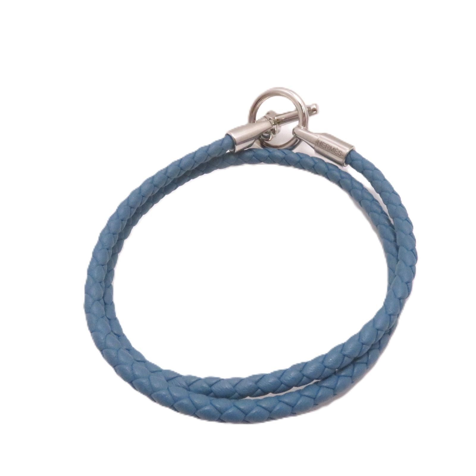 Hermes Glenan Double Tour Bracelet Blue SS Leather — view 2