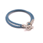 Hermes Glenan Double Tour Bracelet Blue SS Leather