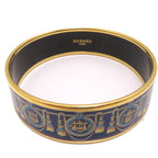 Hermes Enamel GM Blue Gold Bangle Bracelet — view 2