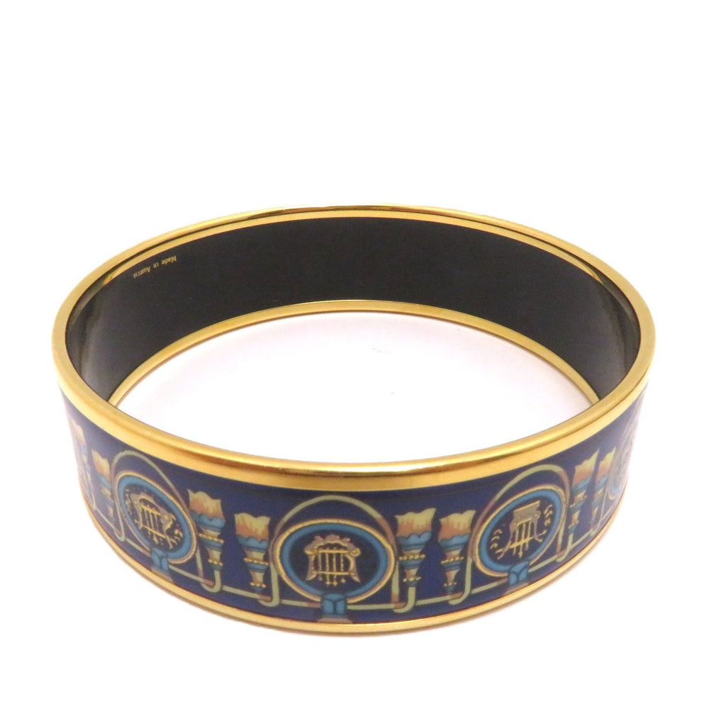 Hermes Enamel GM Blue Gold Bangle Bracelet — view 3