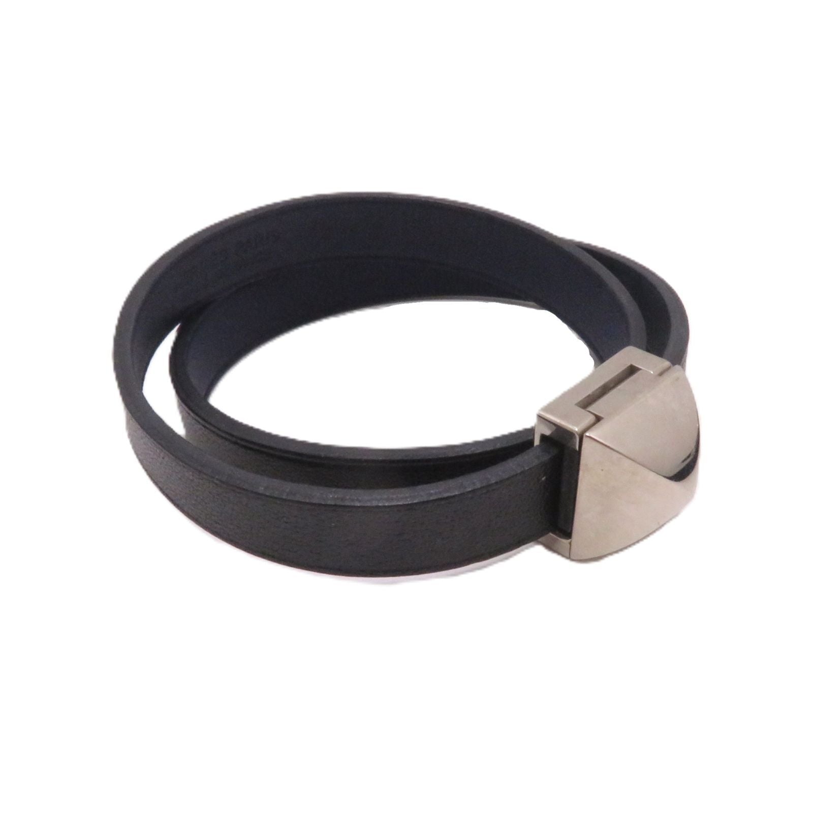 Hermes Medor Infini Double Tour Bracelet Black Blue Leather