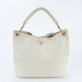 Prada White Tag Vitello Daino Leather Shoulder Bag Tote