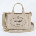 Prada Canapa Triangle Logo Leather 2-Way Shoulder Bag Crossbody