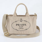 Prada Canapa Triangle Logo Leather 2-Way Shoulder Bag Crossbody