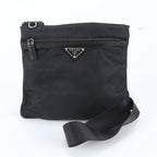 Prada White Tag Tessuto Nylon Triangle Logo Leather Shoulder Bag