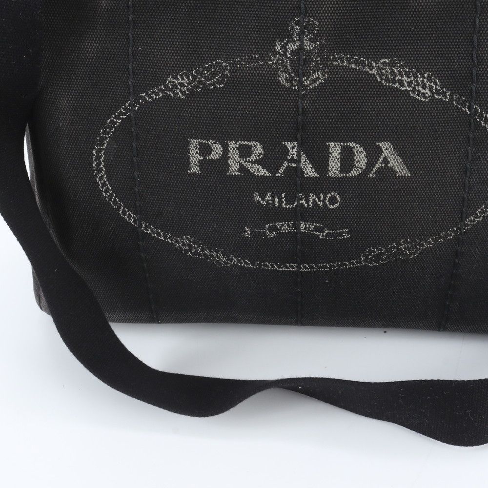 Prada Canapa 2-Way Shoulder Bag Crossbody Hand Tote Black — view 2