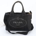 Prada Canapa 2-Way Shoulder Bag Crossbody Hand Tote Black