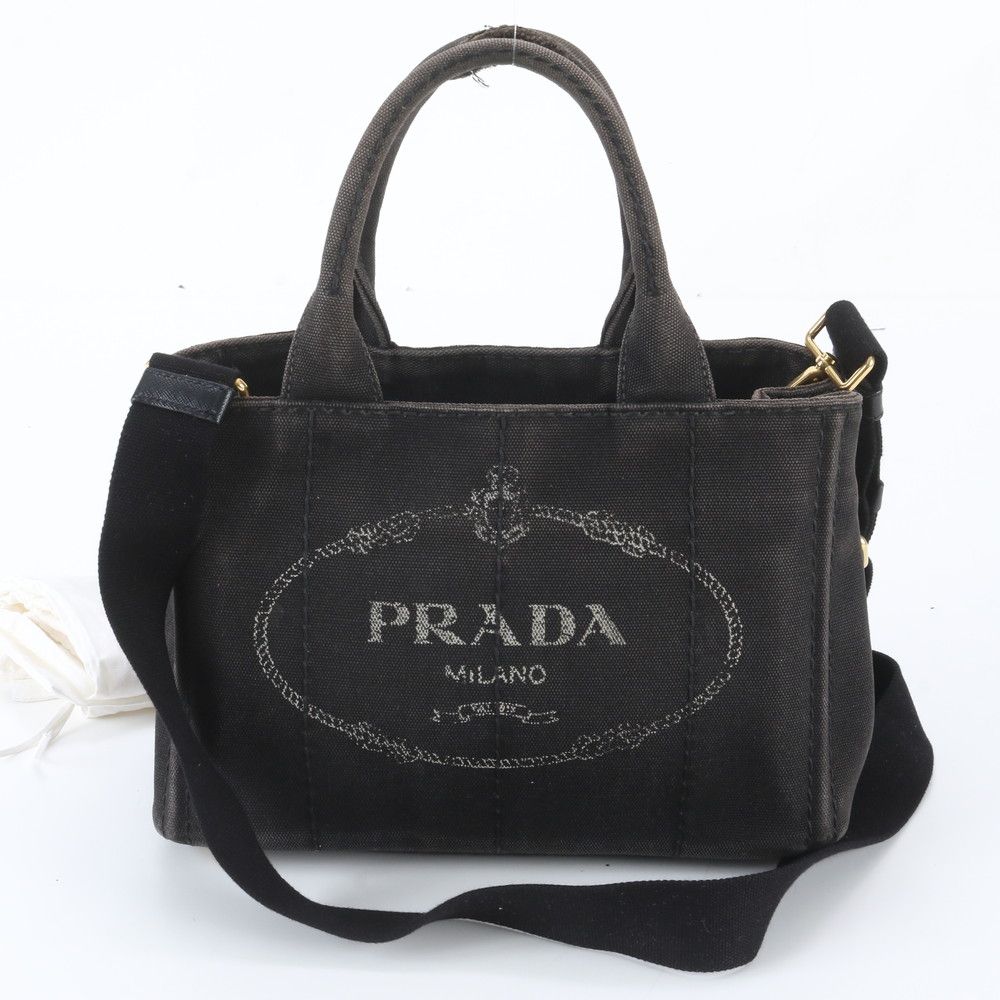 Prada Canapa 2-Way Shoulder Bag Crossbody Hand Tote Black