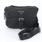 Prada White Tag Tessuto Nylon Triangle Logo Leather Shoulder Bag Messenger