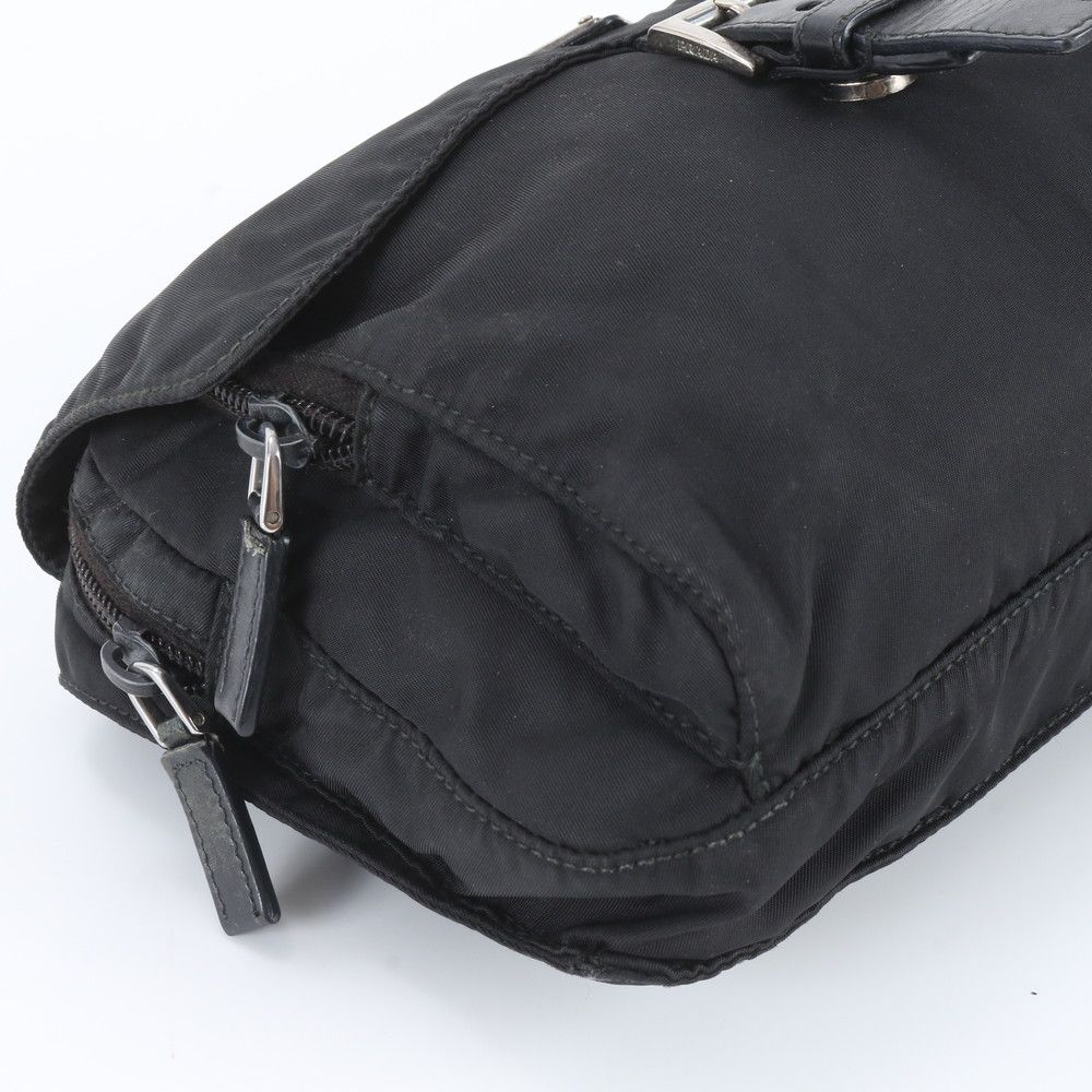 Prada White Tag Tessuto Nylon Triangle Logo Leather Shoulder Bag Messenger — view 6