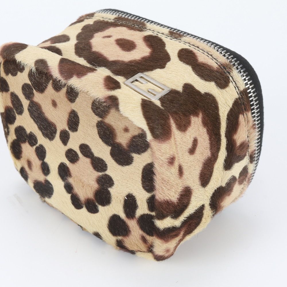 Fendi Calf Hair Leather Leopard Print Vanity Handbag Tote — view 4