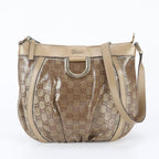 Gucci GG Crystal Abbey Leather Shoulder Bag Crossbody Brown