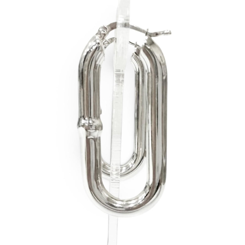 Bottega Veneta Oval Chain Hoop Earrings Silver — view 5