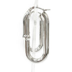 Bottega Veneta Oval Chain Hoop Earrings Silver — view 5