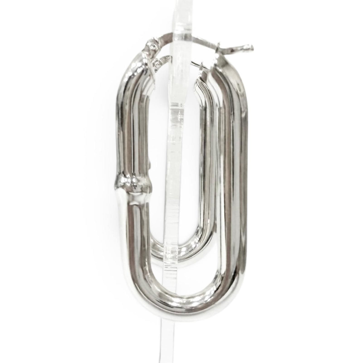 Bottega Veneta Oval Chain Hoop Earrings Silver — view 5