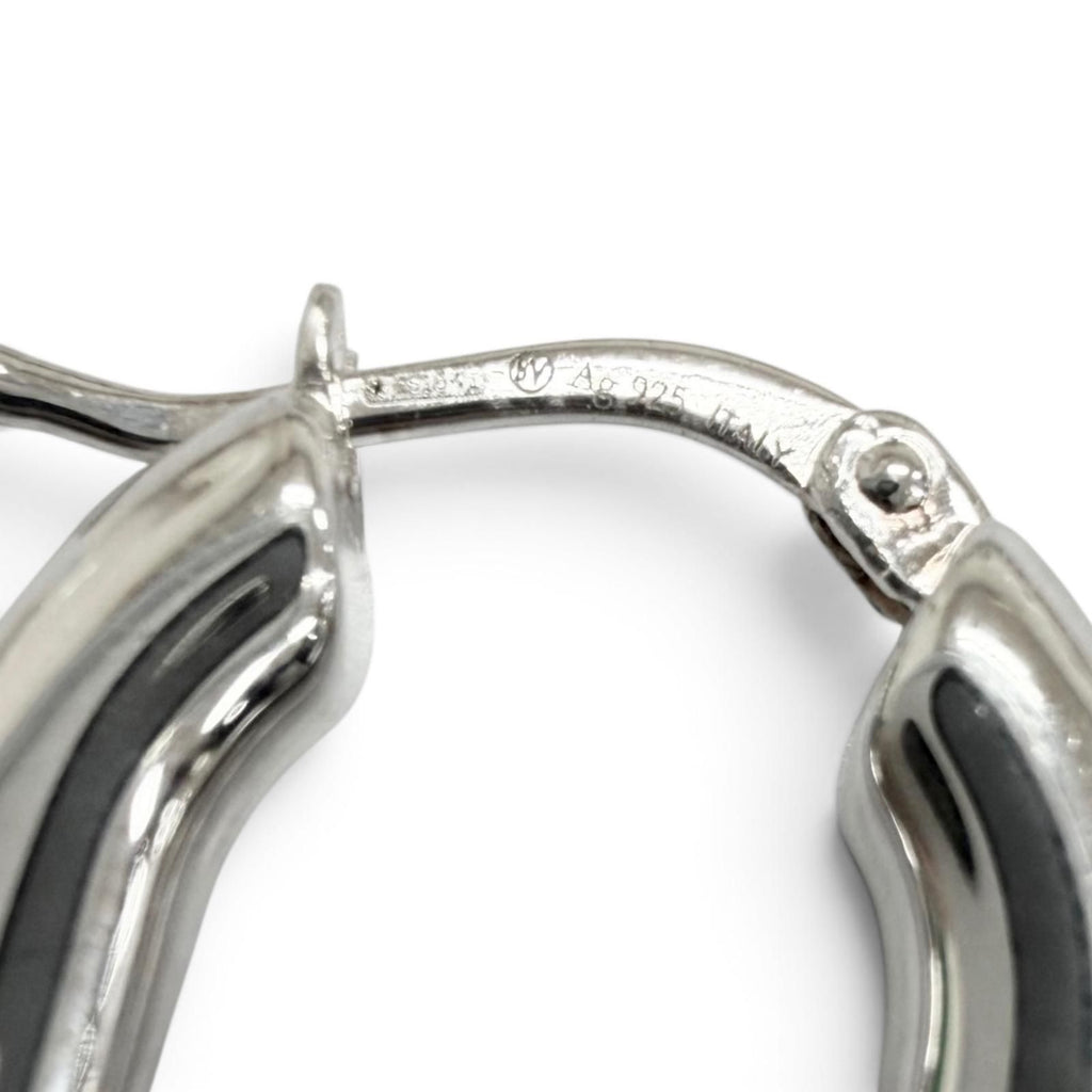 Bottega Veneta Oval Chain Hoop Earrings Silver — view 7