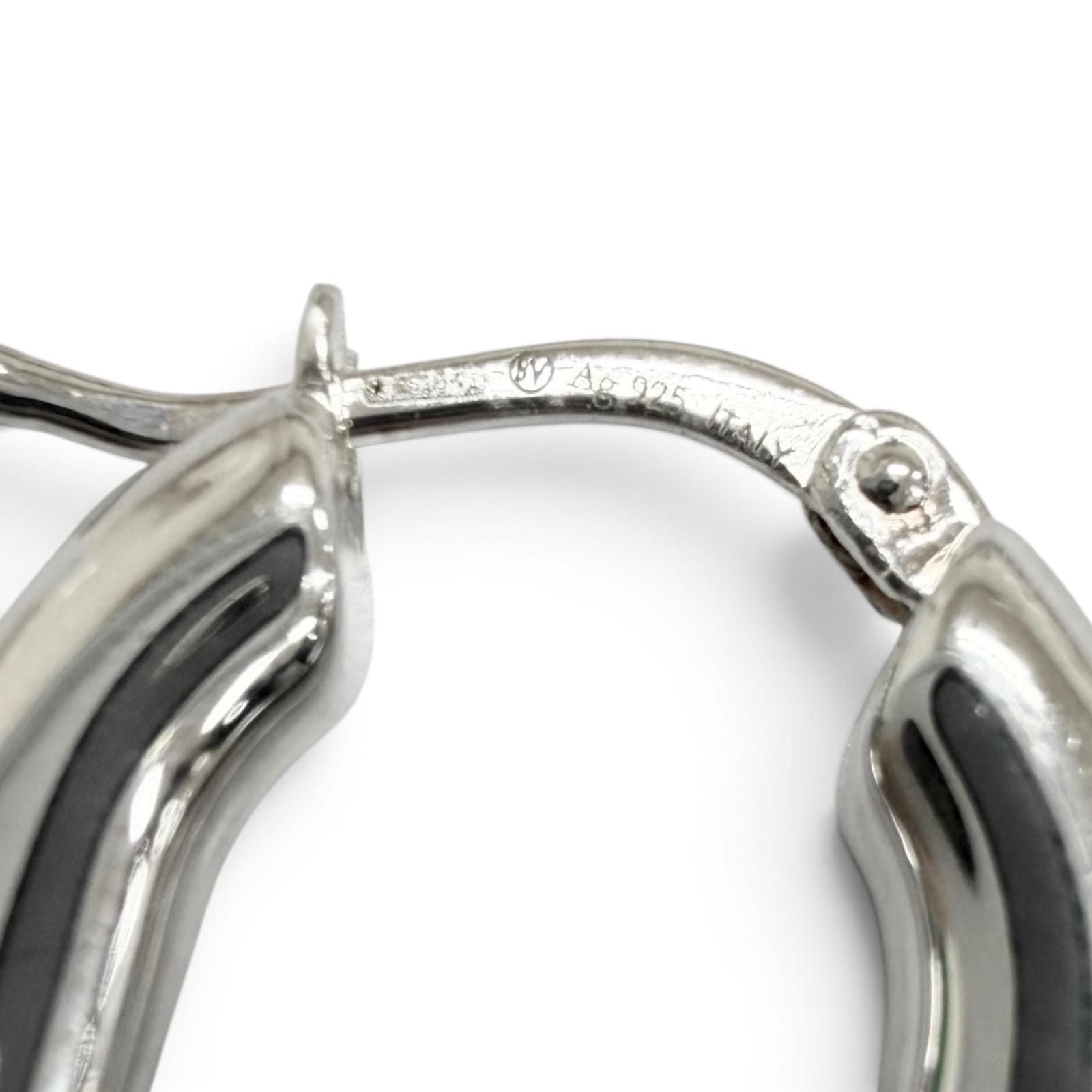 Bottega Veneta Oval Chain Hoop Earrings Silver — view 7