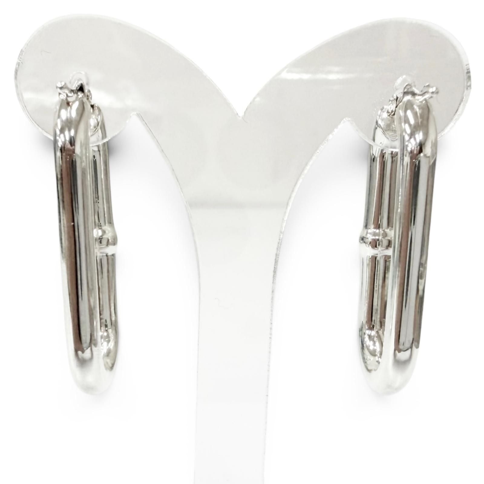 Bottega Veneta Oval Chain Hoop Earrings Silver — view 4