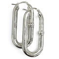 Bottega Veneta Oval Chain Hoop Earrings Silver