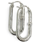 Bottega Veneta Oval Chain Hoop Earrings Silver