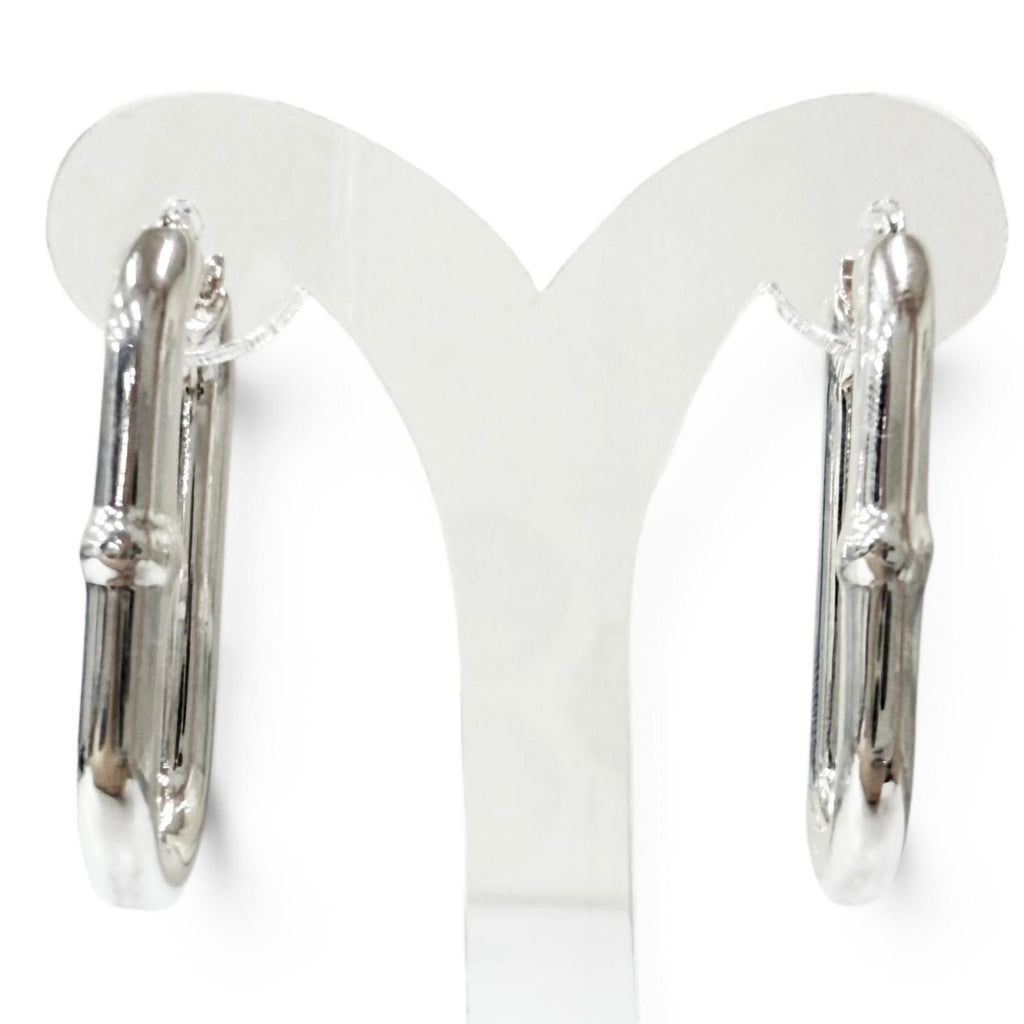 Bottega Veneta Oval Chain Hoop Earrings Silver — view 3