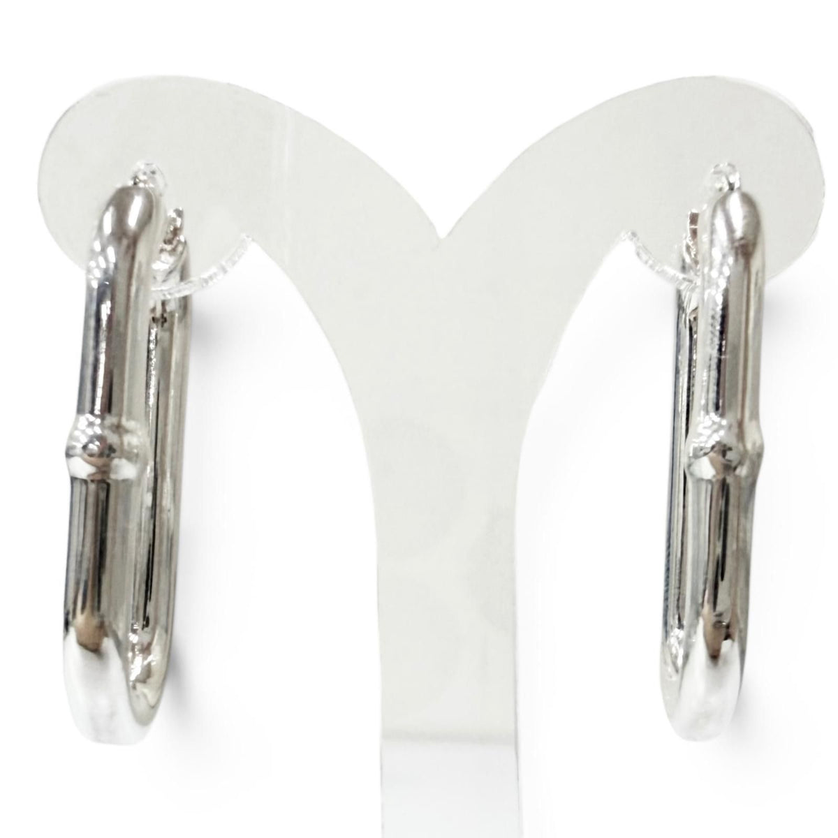 Bottega Veneta Oval Chain Hoop Earrings Silver — view 3