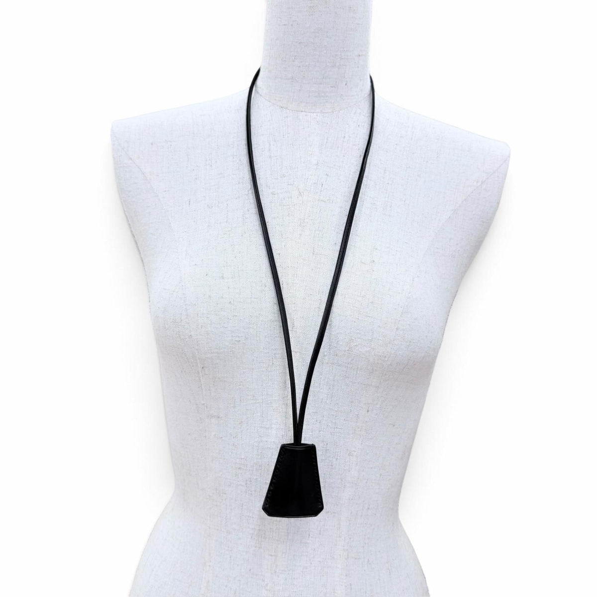 Hermes Leather Kelly Watch Clochette Necklace Black — view 3