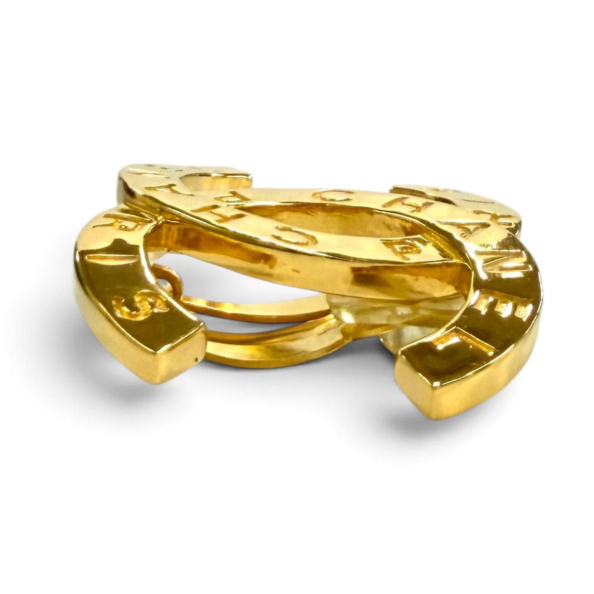 Chanel CC Logo Design Large Earrings Gold — view 3