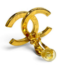 Chanel CC Logo Design Large Earrings Gold — view 4