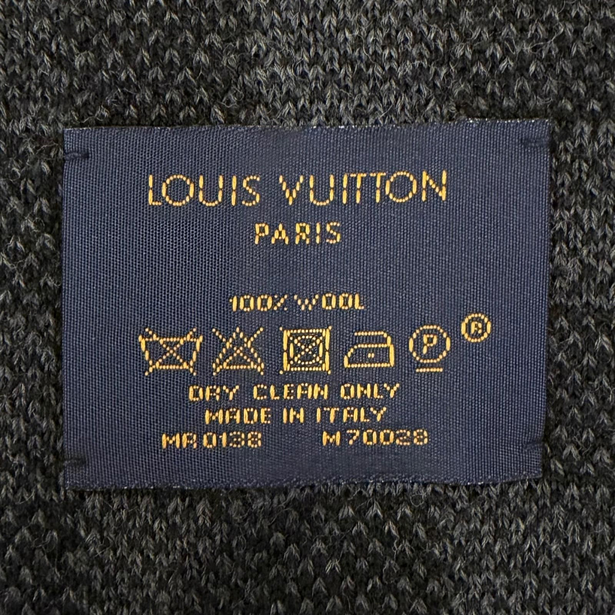 Louis Vuitton Echarpe Petit Damier Wool 100% LV Logo Patch Scarf Black — view 6