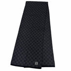Louis Vuitton Echarpe Petit Damier Wool 100% LV Logo Patch Scarf Black — view 3