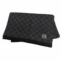 Louis Vuitton Echarpe Petit Damier Wool 100% LV Logo Patch Scarf Black