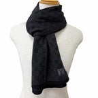 Louis Vuitton Echarpe Petit Damier Wool 100% LV Logo Patch Scarf Black — view 2
