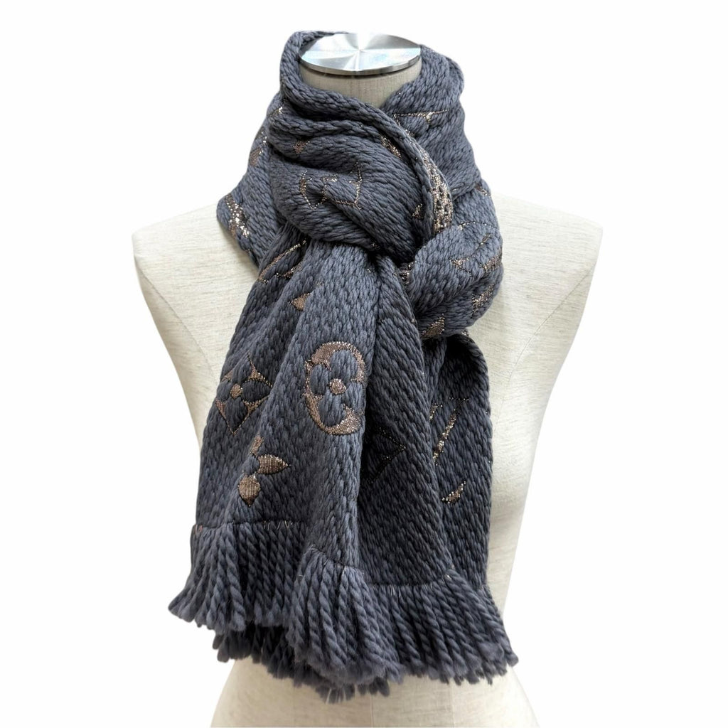 Louis Vuitton Logomania Scarf Shine Wool Silk Blend Glee — view 3