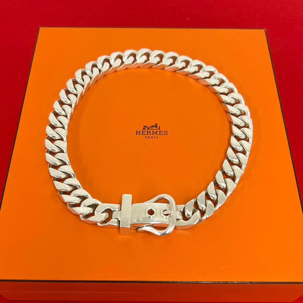 Hermes Boucles Sellier GM Necklace 925 Sterling Silver