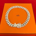 Hermes Boucles Sellier GM Necklace 925 Sterling Silver