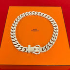 Hermes Boucles Sellier GM Necklace 925 Sterling Silver