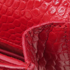 Saint Laurent Shoulder Bag Sunset Chain Leather Red Silver Croco Embossed — view 7