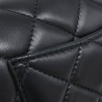 Chanel Shoulder Bag Quilted Chain Lambskin Black Vintage Logo — view 6