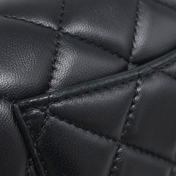 Chanel Shoulder Bag Quilted Chain Lambskin Black Vintage Logo — view 6