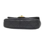Chanel Shoulder Bag Quilted Chain Leather Black Vintage CC Logo — view 3