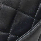 Chanel Shoulder Bag Quilted Chain Leather Black Vintage CC Logo — view 7