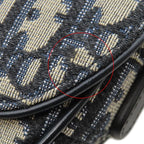 Dior 2-Way Trotter Saddle Bag Canvas Leather Oblique Jacquard Navy Gold — view 5