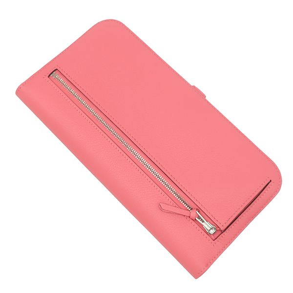 Hermes Wallet Dogon Long Evercolor Rose Azalea Silver Bifold — view 2