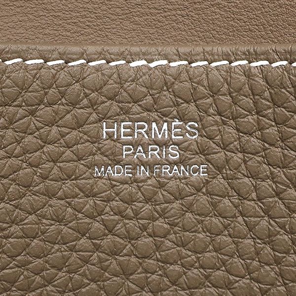 Hermes 2-Way Bag Halzan 25 Taurillon Clemence Etoupe Silver Handbag — view 7
