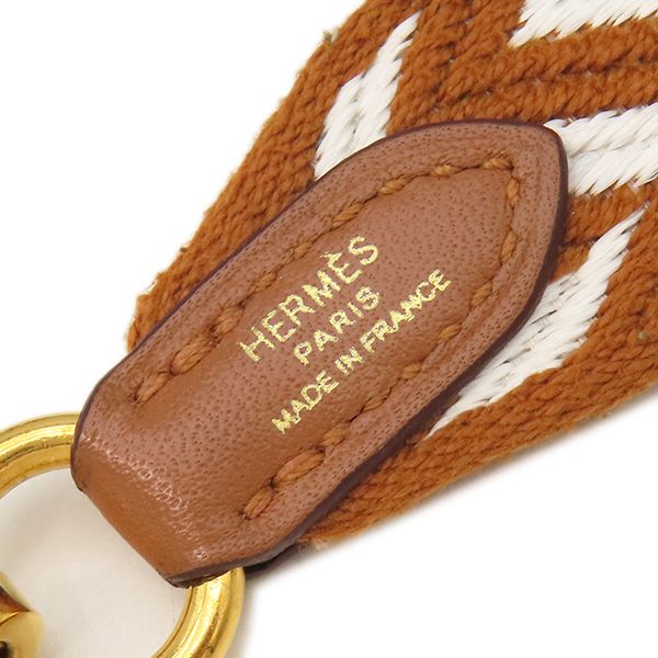Hermes Shoulder Strap Bandouliere Sangles Zigzag Swift Toile Gold White Silver — view 5