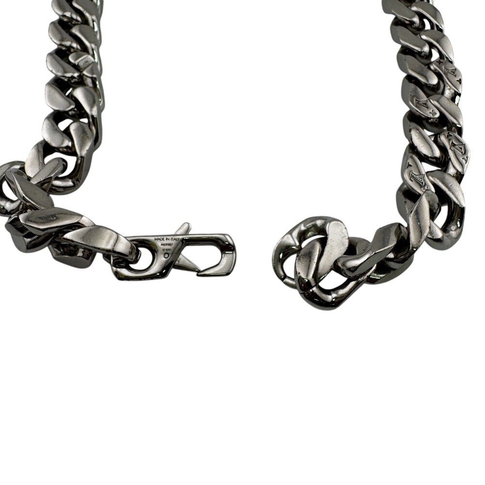 Louis Vuitton Collier LV Chain Links Monogram Metal Necklace Silver — view 3