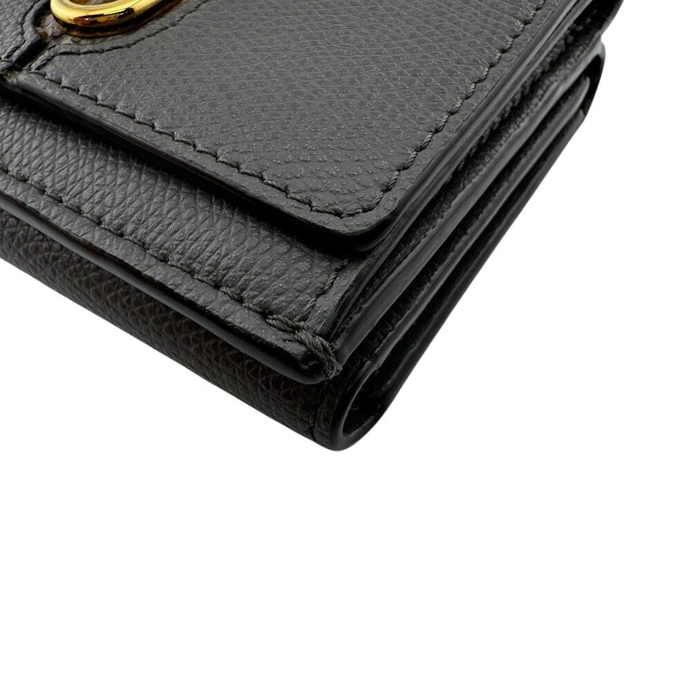 Fendi O'lock FF Logo Leather Trifold Wallet Compact Gray — view 3