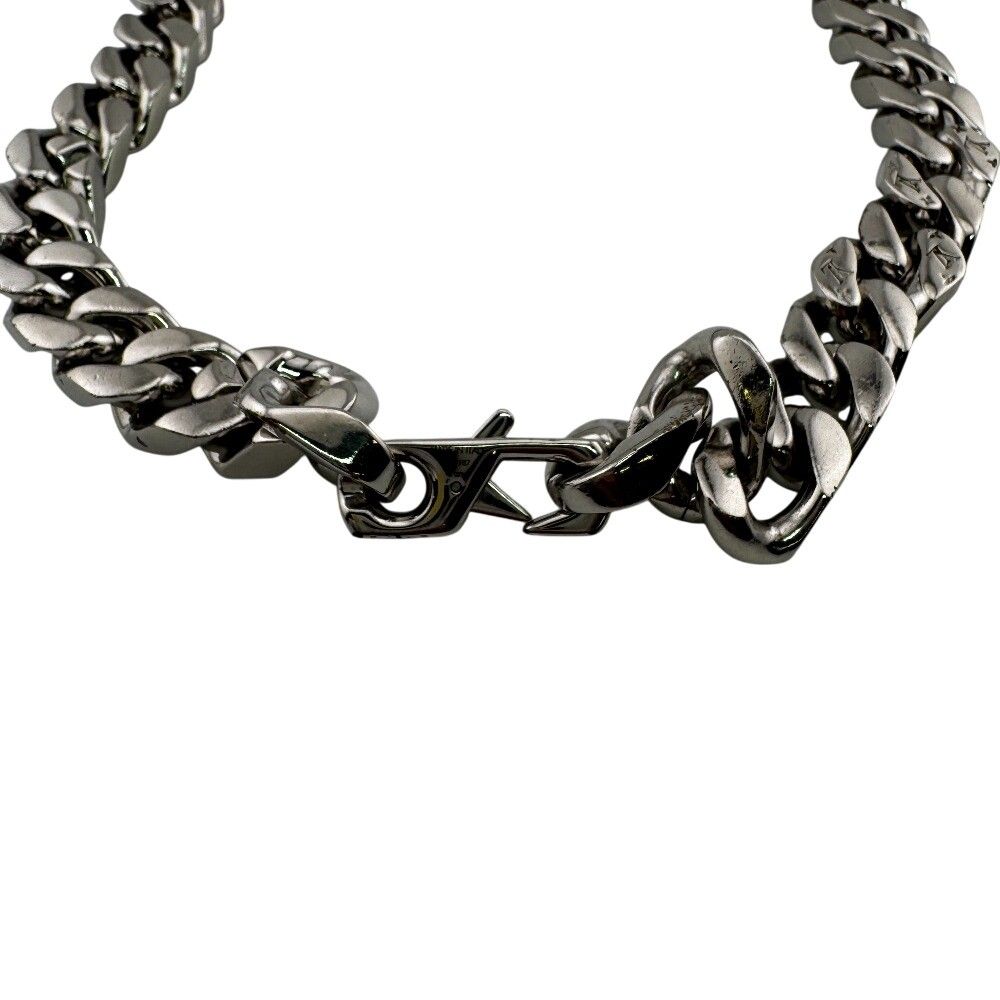 Louis Vuitton Collier LV Chain Links Monogram Metal Necklace Silver — view 2